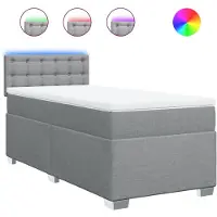 Syfax Boxspringbett mit Matratze Hellgrau 90x190 cm Stoff