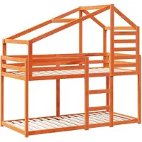 Syfax Etagenbett mit Dach Wachsbraun 80x200 cm Massivholz Kiefer