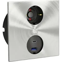 NABER Duplex E USB, Einbausteckdosenelemente, mit Schukosteckdose, Edelstahl