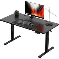 Adler Leader 7.3 Elektrischer Schreibtisch Schwarz 140x60 cm, Höhenverstellbar 72–118 cm, ErgoHub Flex Panel, Kabelmanagement, Belastbar bis 50kg