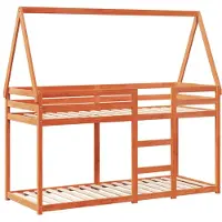 Syfax Etagenbett mit Dach Wachsbraun 80x200 cm Massivholz Kiefer