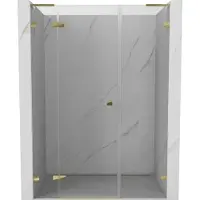 Mexen Lunar L links öffnende Duschabtrennung 155 cm, transparent, gold - 834SL-155-050-50-00-L