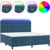 Syfax Boxspringbett mit Matratze & LED Dunkelblau 200x200 cm Samt