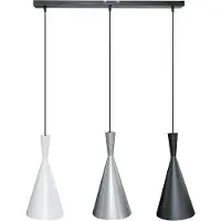 Rabalux 5312 Pendelleuchte 3 Spots Trincola, E27, schwarz-weiß-silber, rund, Industriell, ø190mm