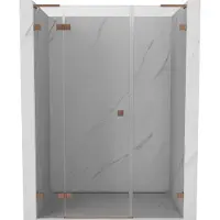 Mexen Lunar L Duschdrehtür links 130 cm, transparent, gebürstetes Kupfer - 834SL-130-050-65-00-L