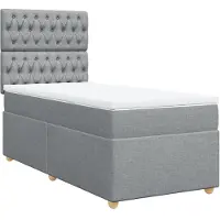 Syfax Boxspringbett mit Matratze Hellgrau 90x200 cm Stoff