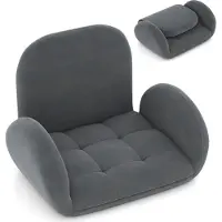 Costway Bodenstuhl mit Verstellbarer Rückenlehne & Armlehnen, Bondensofa klappbar Bodensessel mit gepolstertem Sitz, Meditationsstuhl Relaxsessel Grau