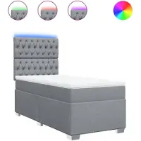 Syfax Boxspringbett mit Matratze Hellgrau 90x200 cm Stoff