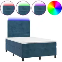 Syfax Boxspringbett mit Matratze & LED Dunkelblau 120x190 cm Samt