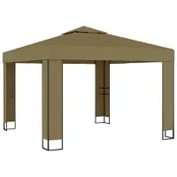 Syfax Pavillon mit Doppeldach 3x3x2,7 m Taupe 180 g/m²