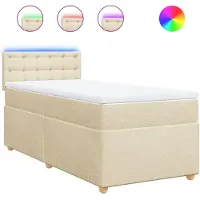 Syfax Boxspringbett mit Matratze Creme 80x200 cm Stoff