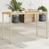 ZMH Gartentisch mit Akazienholz-Platte 115x54x74 cm Poly Rattan