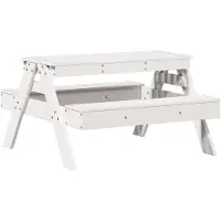 Syfax Picknicktisch für Kinder Weiß 88x97x52 cm Massivholz Kiefer
