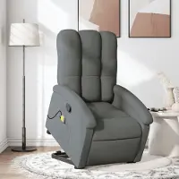 vidaXL Massagesessel mit Aufstehhilfe - Einzelsofa - Dunkelgrau Stoff - Couchsessel CC11127