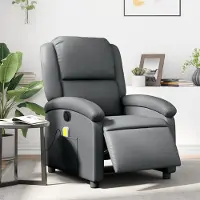 vidaXL Massagesessel Elektrisch Grau Kunstleder , Klassische Sessel 2024 Neu