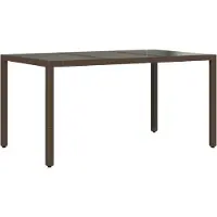 vidaXL Gartentisch mit Glasplatte Braun 150x90x75 cm Poly Rattan