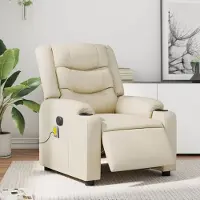vidaXL Design Massagesessel Elektrisch Creme Kunstleder, Klassische Sessel 2024 Neu