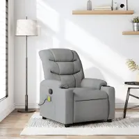 vidaXL Möbel Massage-Relaxsessel, hellgrauer Stoff - Fernseh- & Relaxsessel 3206915
