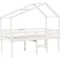 Syfax Hochbett mit Dach Weiß 80x200 cm Massivholz Kiefer