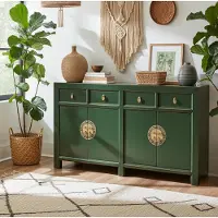 OPIUM OUTLET Sideboard Kommode Schrank Anrichte Büffet Asia Möbel aus Holz grün chinesisch asiatisch orientalisch Vintage Stil komplett montiert