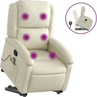 Syfax Massagesessel mit Aufstehhilfe Creme Kunstleder