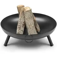 TheFavilla Feuerschale Bombe aus schwarzem Stahl (3,00 mm, pulverbeschichtet) Feuerstelle für Garten & Terrasse, Ø 64,5 cm- 15 KG- Wetterfest