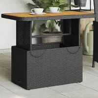 ZMH Gartentisch Schwarz 90x55x71 cm Poly Rattan und Akazienholz