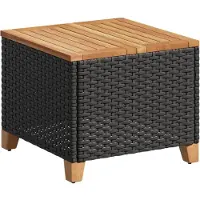 Syfax Gartentisch Schwarz 45x45x37 cm Poly Rattan Akazienholz