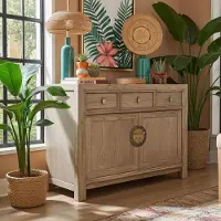 OPIUM OUTLET Chinesische Kommode Asia Sideboard orientalischer Schrank asiatische Vintage Möbel Anrichte Hochzeitsschrank komplett montiert natur