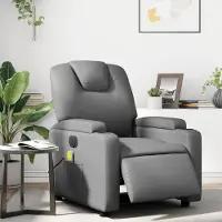 Prolenta Maison Exclusive - Massagesessel Elektrisch Grau Kunstleder
