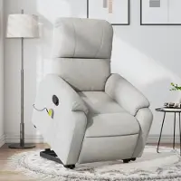 vidaXL Schlichtes Massagesessel mit Aufstehhilfe Hellgrau Mikrofasergewebe - Fernseh- & Relaxsessel DE6213145 2parcel