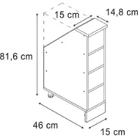 Vicco Dachschrägenschrank Rion, 15 x 81.6 cm mit 4 Fächern, Anthrazit
