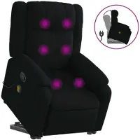 Syfax Massagesessel mit Aufstehhilfe Schwarz Stoff