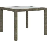Syfax Gartentisch 90x90x75 cm Gehärtetes Glas Poly Rattan Grau
