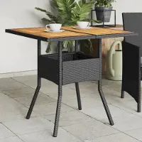 Prolenta Maison Exclusive - Gartentisch mit Holzplatte Schwarz 80x80x75 cm Poly Rattan