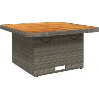Syfax Gartentisch Grau 80x80x71 cm Poly Rattan und Akazienholz