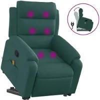 Syfax Massagesessel mit Aufstehhilfe Dunkelgrün Stoff