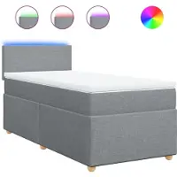 Syfax Boxspringbett mit Matratze Hellgrau 100x200 cm Stoff