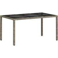 Syfax Gartentisch mit Glasplatte Hellgrau 150x90x75 cm Poly Rattan