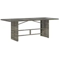 Syfax Gartentisch mit Glasplatte Grau 190x80x74 cm Poly Rattan