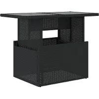 Syfax Gartentisch mit Glasplatte Schwarz 100x55x73 cm Poly Rattan
