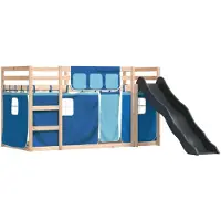 Syfax Etagenbett mit Rutsche und Gardinen Blau 80x200 cm