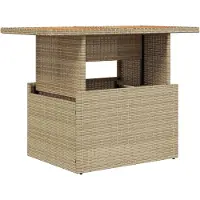 Syfax Gartentisch Beige 100x55x73 cm Poly Rattan und Akazienholz