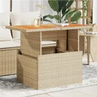 Prolenta Maison Exclusive - Gartentisch Beige 100x55x73 cm Poly Rattan und Akazienholz