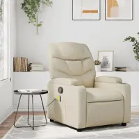 vidaXL "im " Massagesessel Creme Kunstleder - Fernseh- & Relaxsessel CC17131