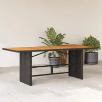 ZMH Gartentisch mit Akazienholz-Platte 190x80x74 cm Poly Rattan