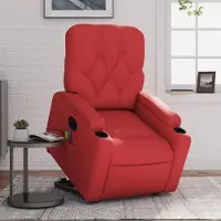 Prolenta Maison Exclusive - Massagesessel mit Aufstehhilfe Rot Kunstleder