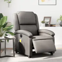 vidaXL Massagesessel Fernsehsesel Elektrisch Grau Echtleder 3204261