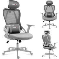 Huzaro Gaming-Stuhl Combat 2.7 Grau – ergonomisch, 3D-Armlehnen, verstellbare Kopf- & Lendenstütze, atmungsaktives Gewebe