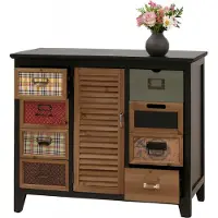 Mendler Apothekerkommode MCW-O63, Schrank Schubladen Etikettenhalter Vintage Shabby Fensterladen 80x91x40cm Korpus schwarz